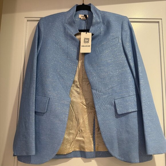 NWT Zadig & Voltaire Lin Sparkle Blazer and Short Set in blue, size 38 (8 US) - Picture 2 of 10
